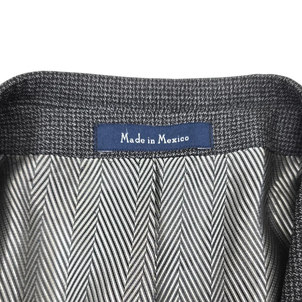 Turnbury Men's Grey Check Wool Blend Suit Jacket Blazer‎ 46R Made in Mexico